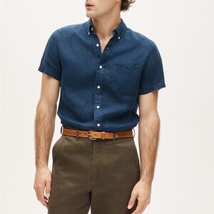 J. Crew Navy Blue Short Sleeve Button-Down Shirt